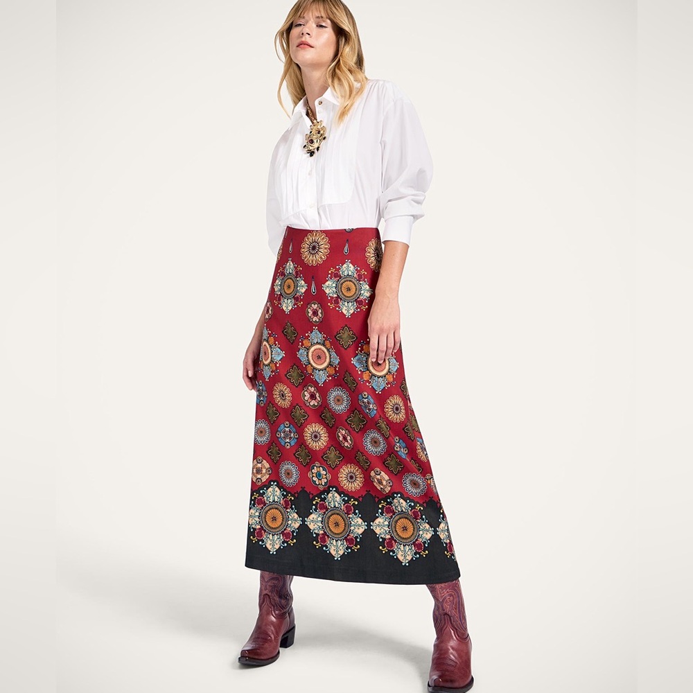 INDIRA | Floral Print Maxi Skirt Sz L